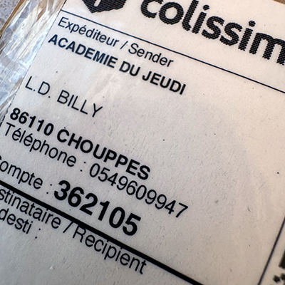 Colis reçu de l'Académie du Jeudi