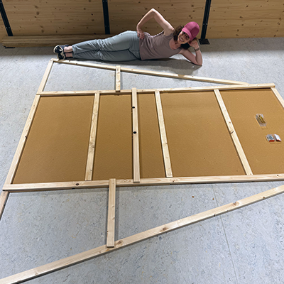 panneaux Isorel sur tasseaux assemblés pour prototype de panneau